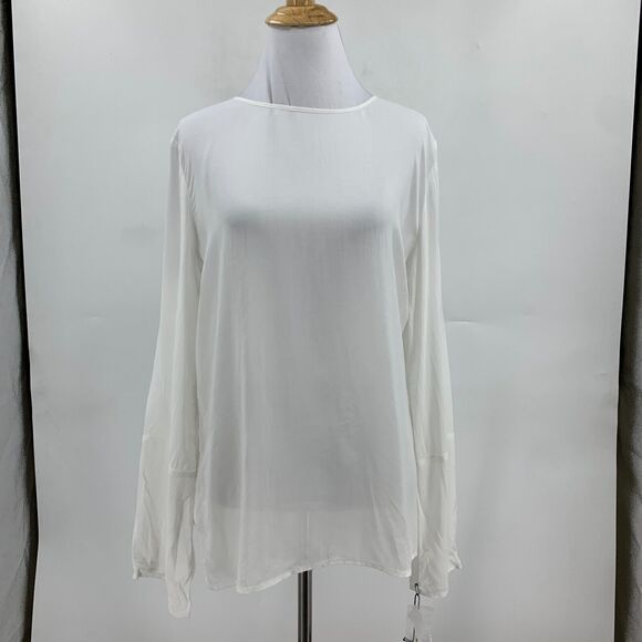 Treasure & Bond Shirt Womens XS Extra Small White Rayon Long Sleeve Sheer Top - Picture 2 of 11